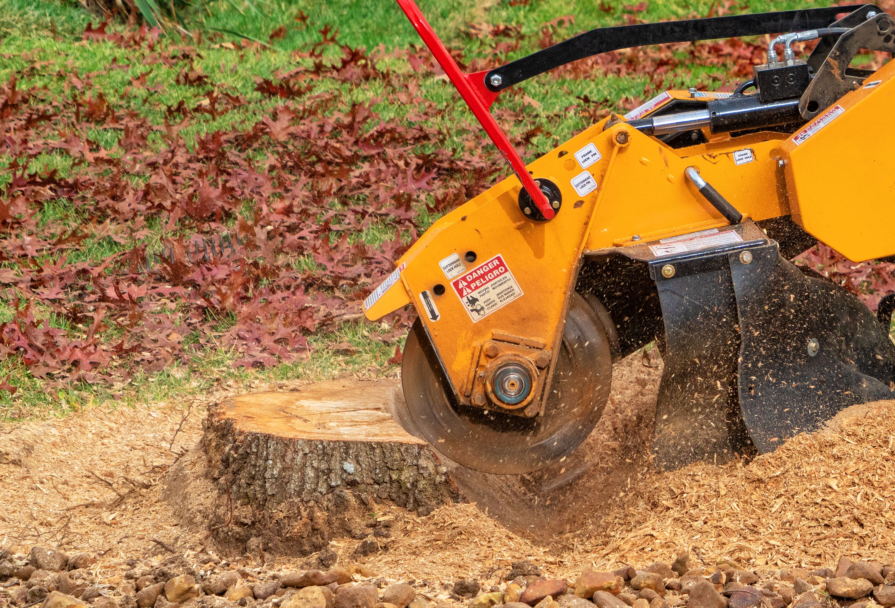 Image of a stump grinder removing a tree stump.